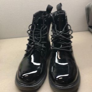 Black patent leather boots